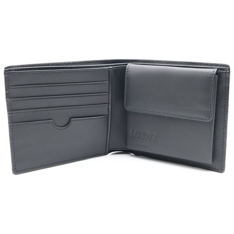 Loewe Anagram Bi-fold Wallet With Card Case Black Leather