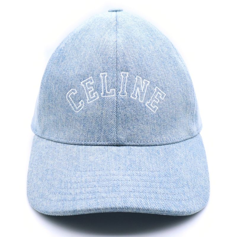 Celine Logo Embroidered Denim Baseball Cap Hat Indigo Aa0890d93