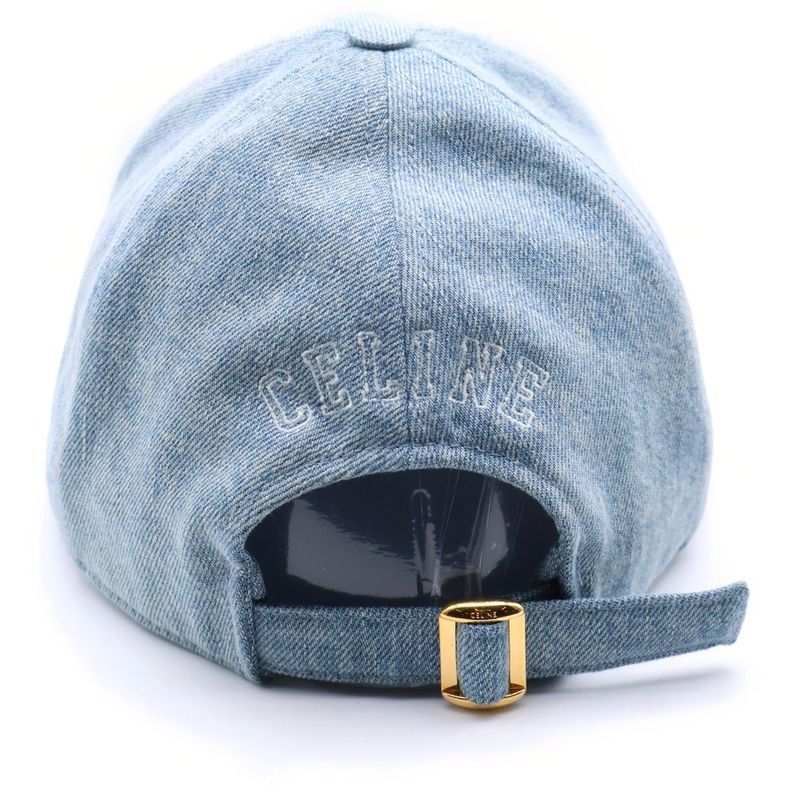 Celine Logo Embroidered Denim Baseball Cap Hat Indigo Aa0890d93