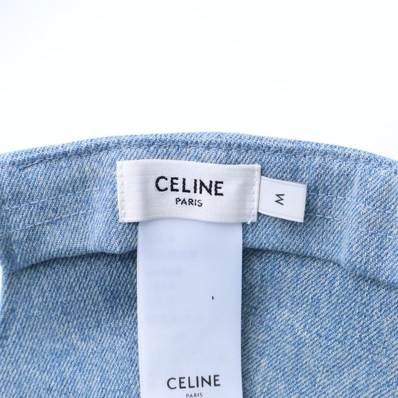 Celine Logo Embroidered Denim Baseball Cap Hat Indigo Aa0890d93