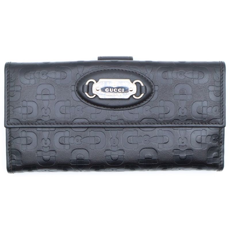 Gucci GG Leather Wallet GG Allover Pattern Long Wallet Black 231841