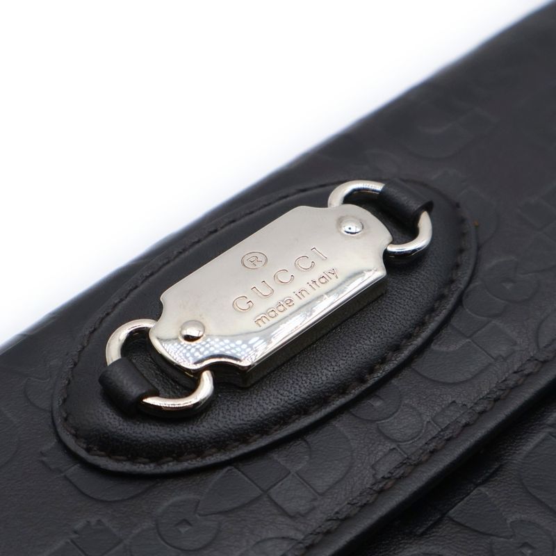Gucci GG Leather Wallet GG Allover Pattern Long Wallet Black 231841