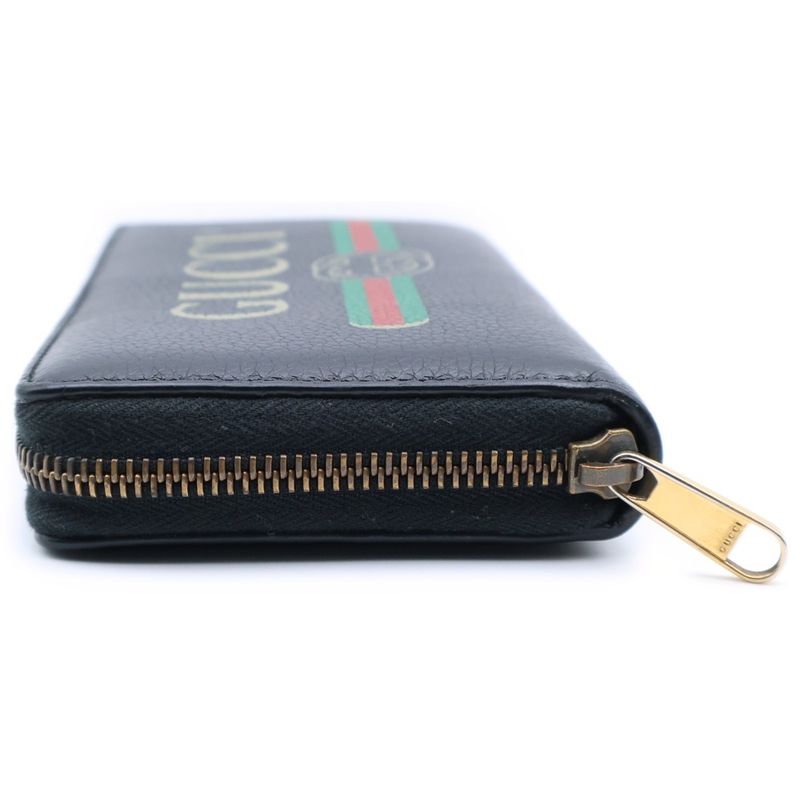 Gucci Logo-printed Zip-around Wallet Long Leather Black 496317