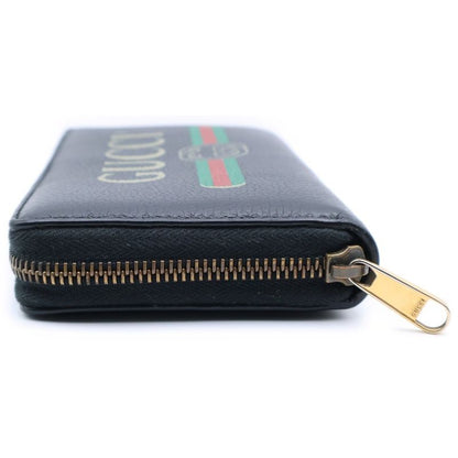 Gucci Logo-printed Zip-around Wallet Long Leather Black 496317