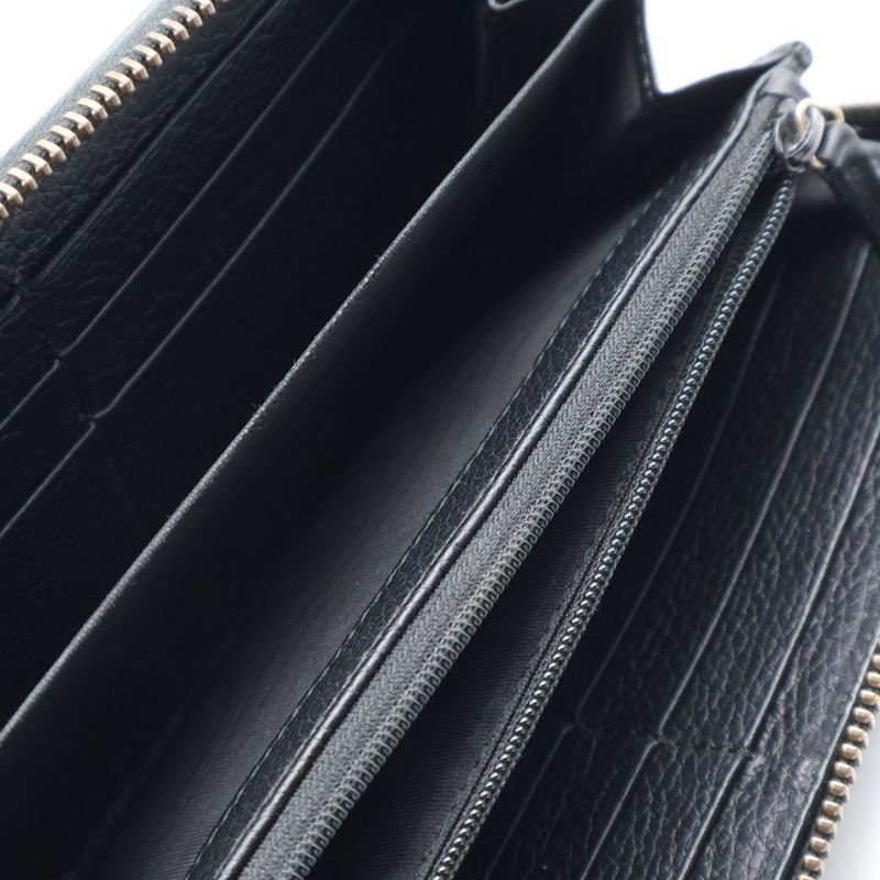 Gucci Logo-printed Zip-around Wallet Long Leather Black 496317