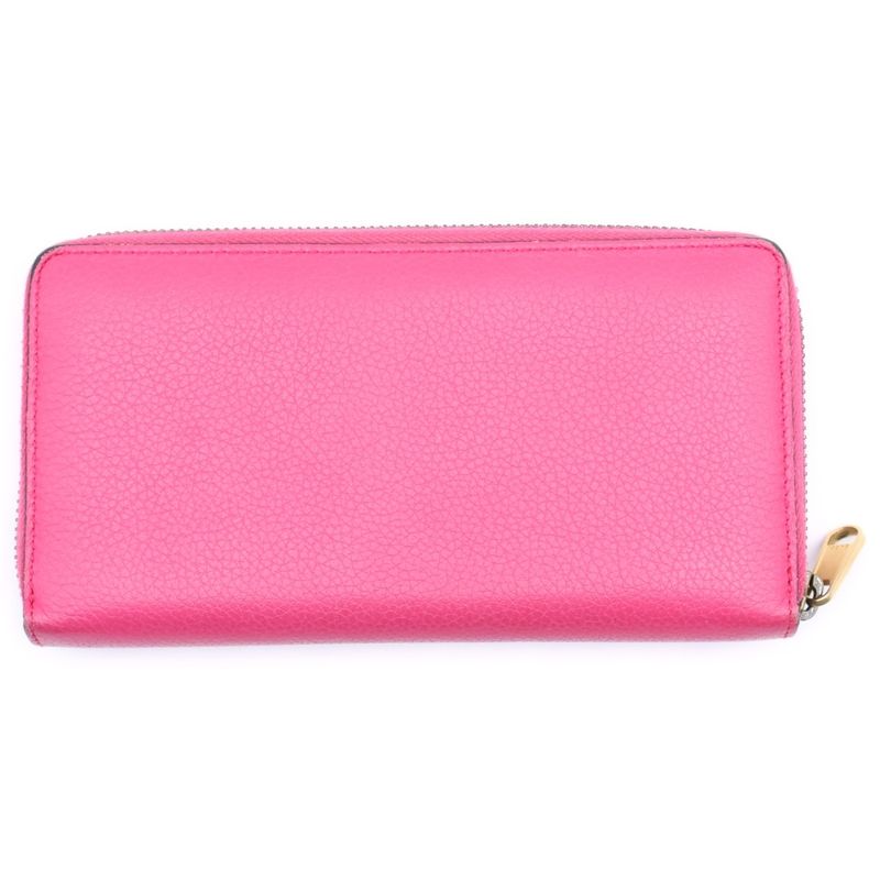 Gucci Logo-printed Zip-around Wallet Long Leather Pink 496317