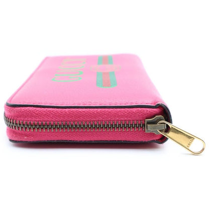 Gucci Logo-printed Zip-around Wallet Long Leather Pink 496317