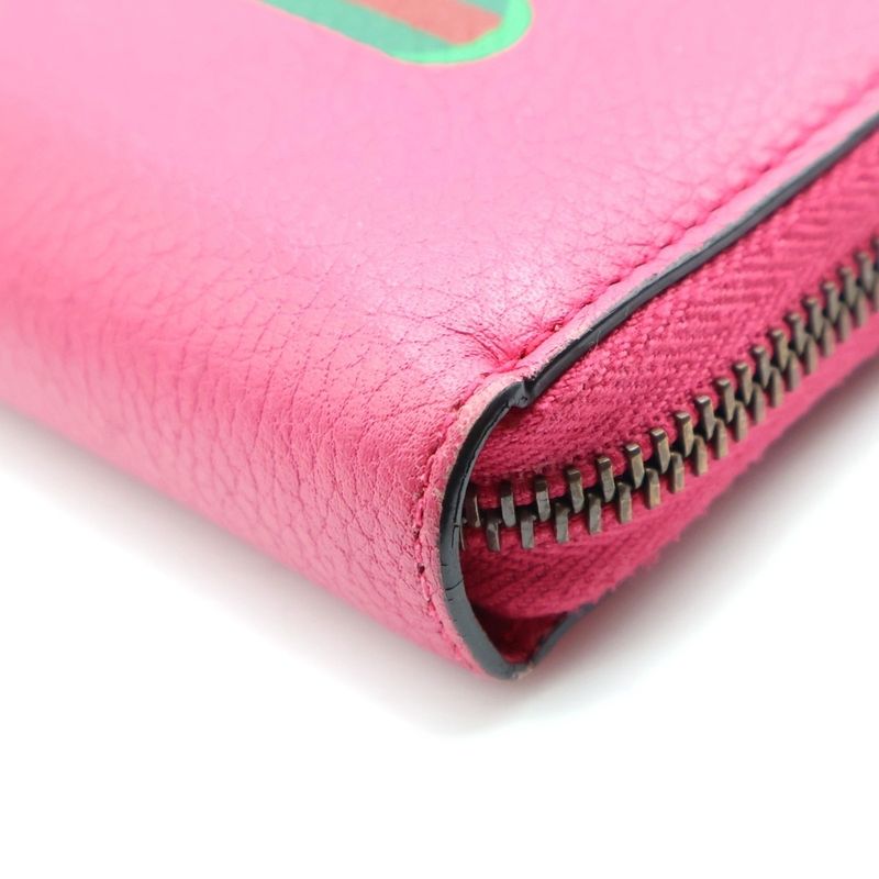Gucci Logo-printed Zip-around Wallet Long Leather Pink 496317