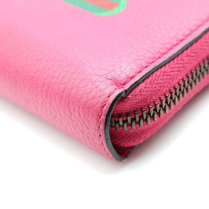 Gucci Logo-printed Zip-around Wallet Long Leather Pink 496317