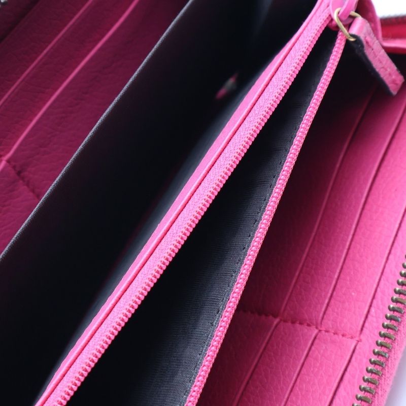 Gucci Logo-printed Zip-around Wallet Long Leather Pink 496317