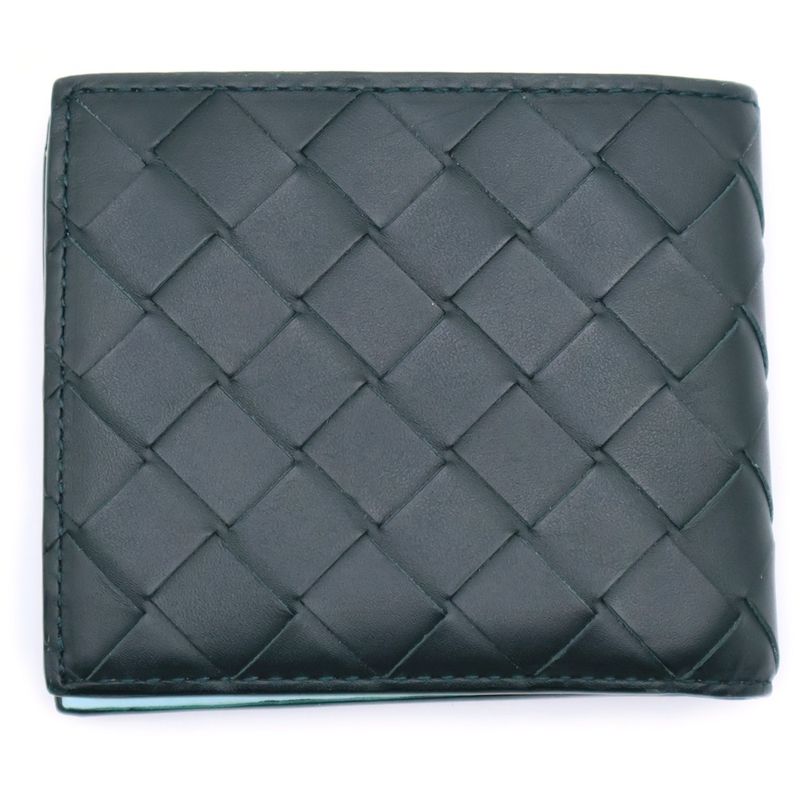 Bottega Veneta Intrecciato Fold Wallet Compact Wallet With Card Case Dark Green