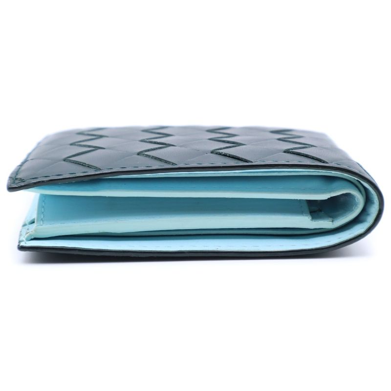 Bottega Veneta Intrecciato Fold Wallet Compact Wallet With Card Case Dark Green