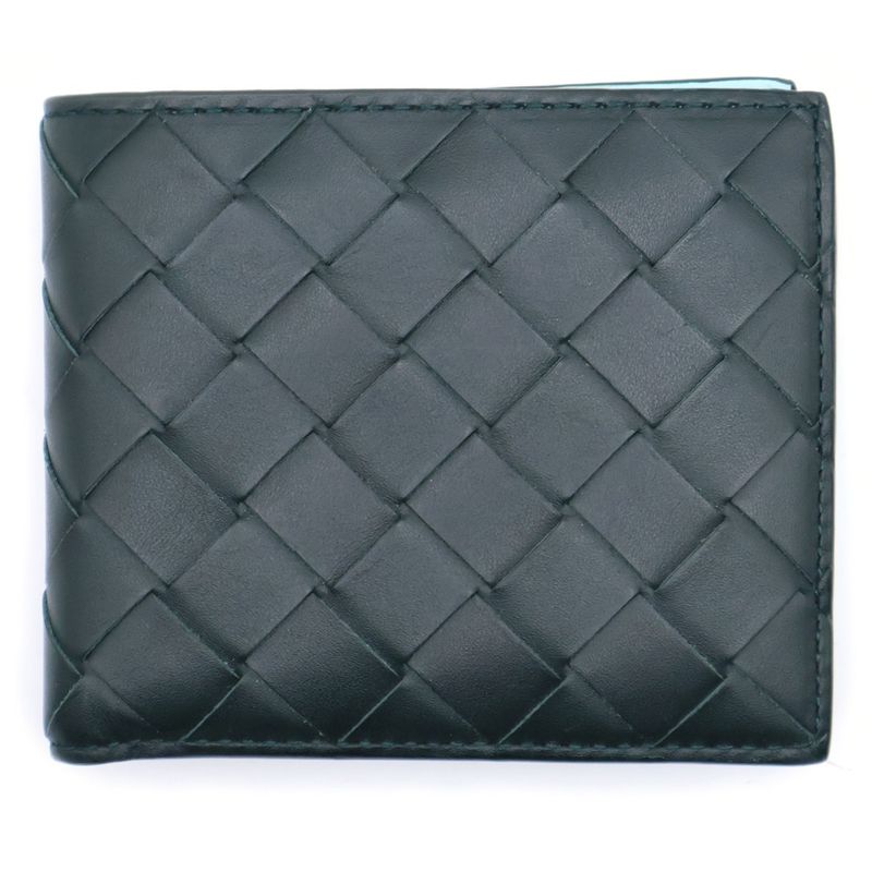 Bottega Veneta Intrecciato Fold Wallet Compact Wallet With Card Case Dark Green