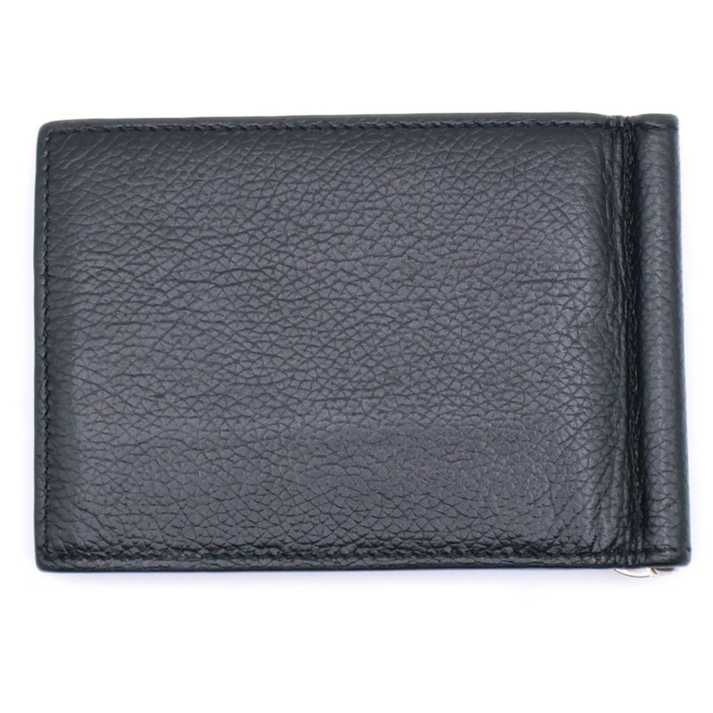 Balenciaga Logo Money Clip Wallet Fold Wallet Card Case Black Leather 594308