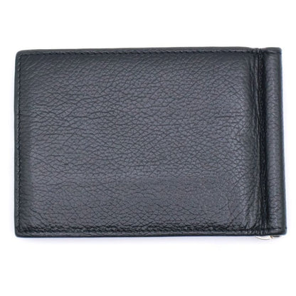 Balenciaga Logo Money Clip Wallet Fold Wallet Card Case Black Leather 594308