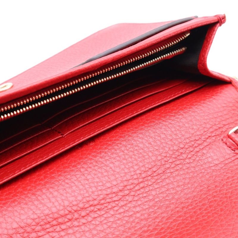 Gucci Soho Series Chain Wallet Shoulder Bag Red Leather 598211 Gold Hardware