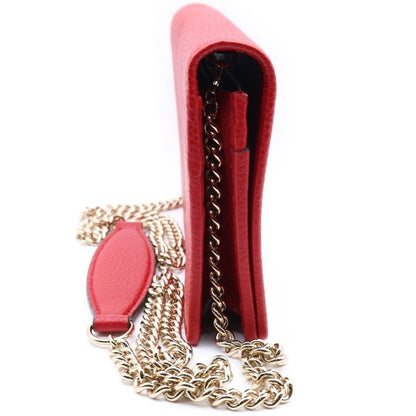 Gucci Soho Series Chain Wallet Shoulder Bag Red Leather 598211 Gold Hardware