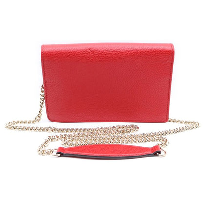 Gucci Soho Series Chain Wallet Shoulder Bag Red Leather 598211 Gold Hardware