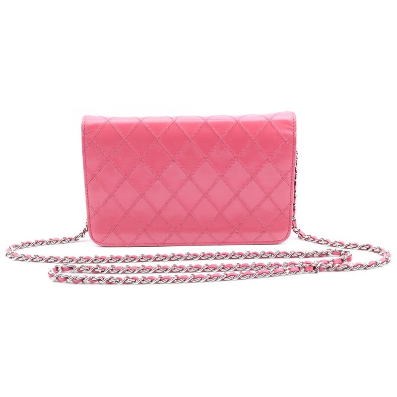 Chanel Bicolore Coco Mark Chain Wallet Shoulder Bag Mini Bag Pink Leather