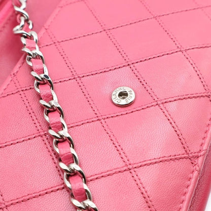 Chanel Bicolore Coco Mark Chain Wallet Shoulder Bag Mini Bag Pink Leather