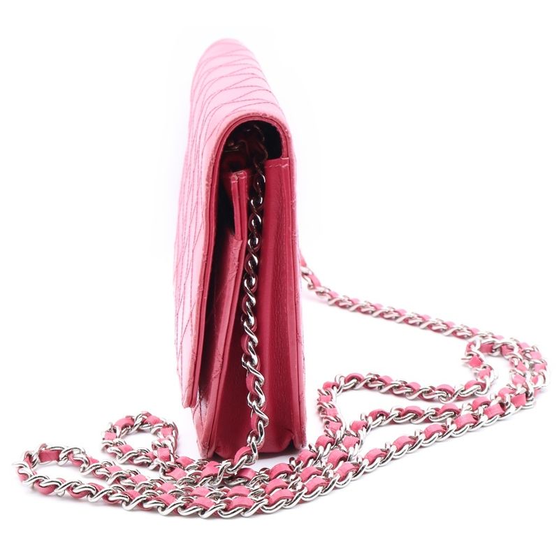 Chanel Bicolore Coco Mark Chain Wallet Shoulder Bag Mini Bag Pink Leather