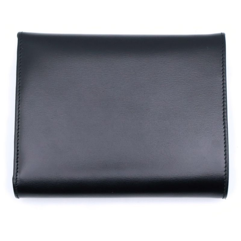 Cartier Panthère Leather Compact Wallet Trifold Wallet Gold Hardware Black