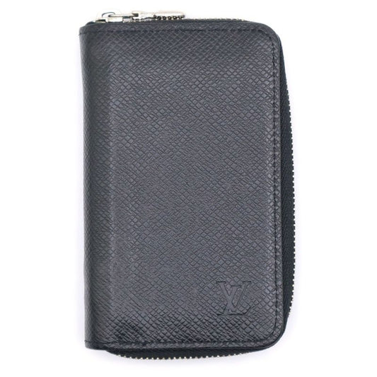Louis Vuitton Taiga Zippy Coin Purse Coin Case Wallet Black Noir Black Silver