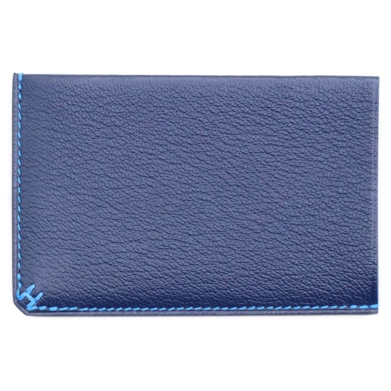 Hermes H Sériere Ash Chevre Misol Epson Leather Blue Idora Card Case Business