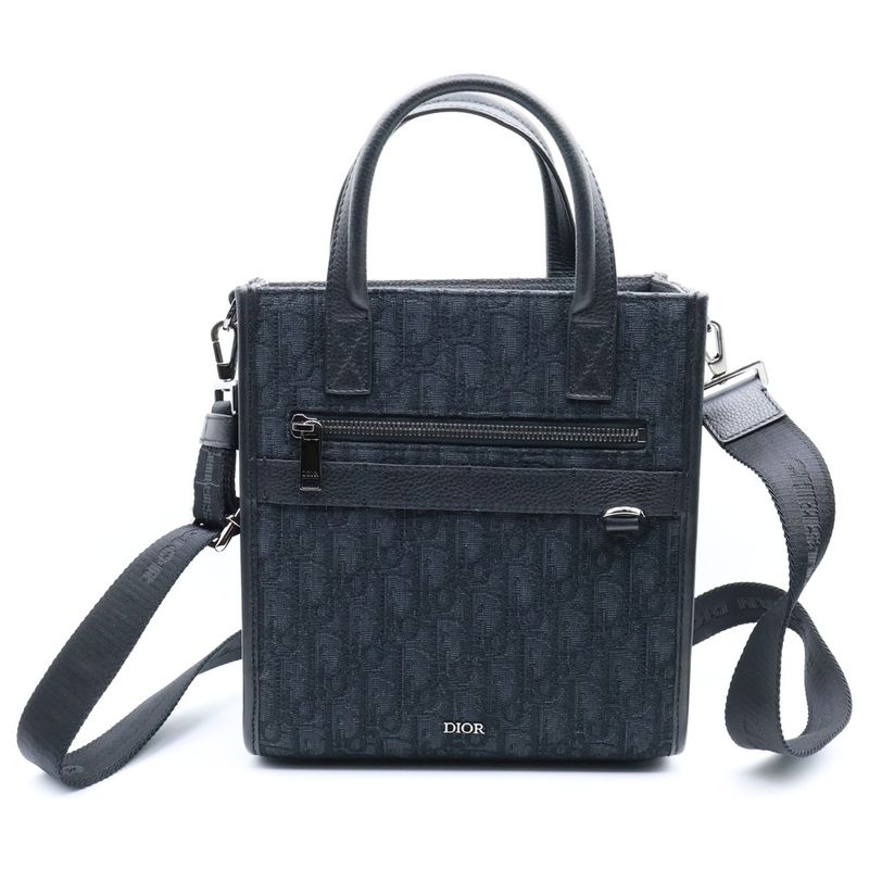 DIOR Safari North South 2 Way Handbag Shoulder Bag Navy