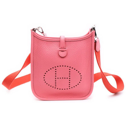 Hermes Evelyn TPM Rose Azalea Taurillon Shoulder Bag Silver Hardware Engraved W