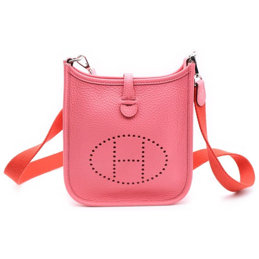 Hermes Evelyn TPM Rose Azalea Taurillon Shoulder Bag Silver Hardware Engraved W