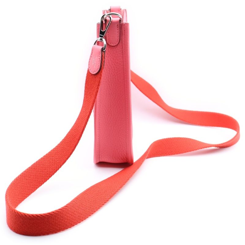 Hermes Evelyn TPM Rose Azalea Taurillon Shoulder Bag Silver Hardware Engraved W