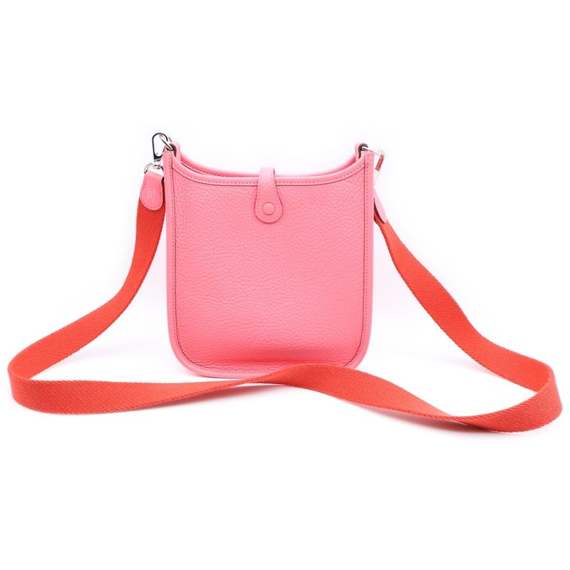 Hermes Evelyn TPM Rose Azalea Taurillon Shoulder Bag Silver Hardware Engraved W