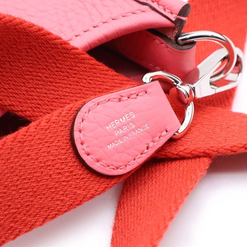 Hermes Evelyn TPM Rose Azalea Taurillon Shoulder Bag Silver Hardware Engraved W