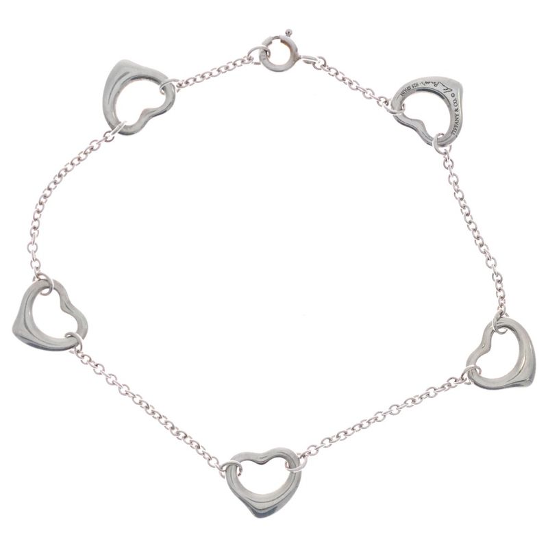 Tiffany & Co (tiffany & Co) Open Heart 5P Bracelet 925 Silver 4.2g