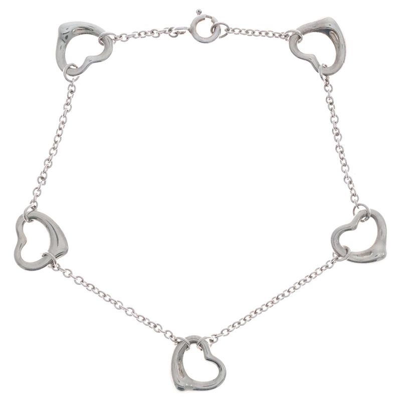 Tiffany & Co (tiffany & Co) Open Heart 5P Bracelet 925 Silver 4.2g