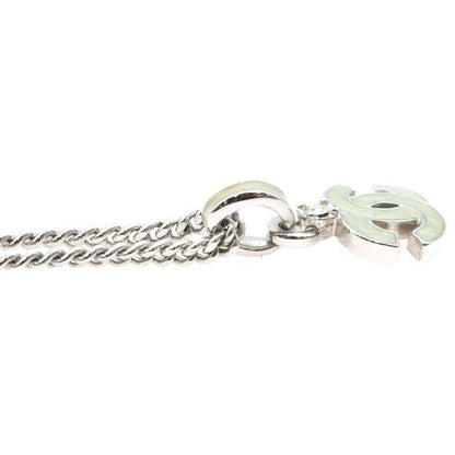 Chanel Coco Mark Chain Necklace Pendant Silver Ivory