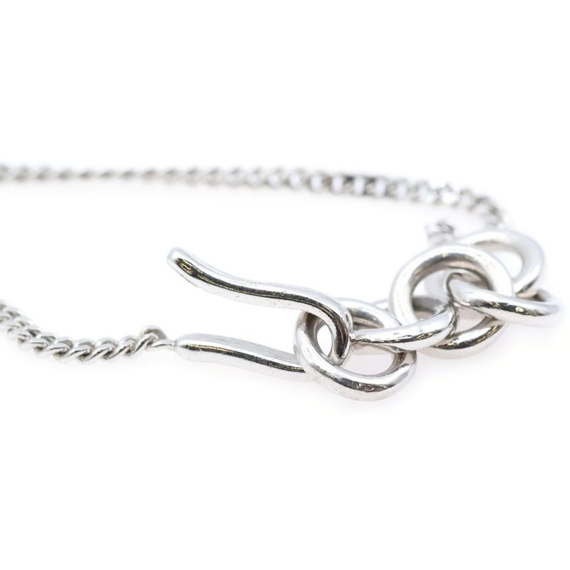 Chanel Coco Mark Chain Necklace Pendant Silver Ivory