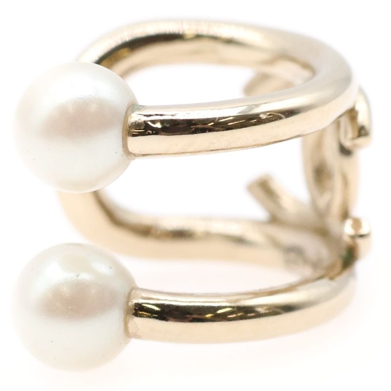 Chanel Coco Mark Faux Pearl Ear Cuff Ear Accessories Gold GP B21A