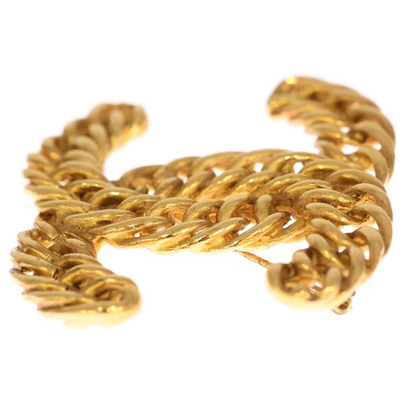 Chanel Coco Mark Chain Brooch Pin Badge GP Gold
