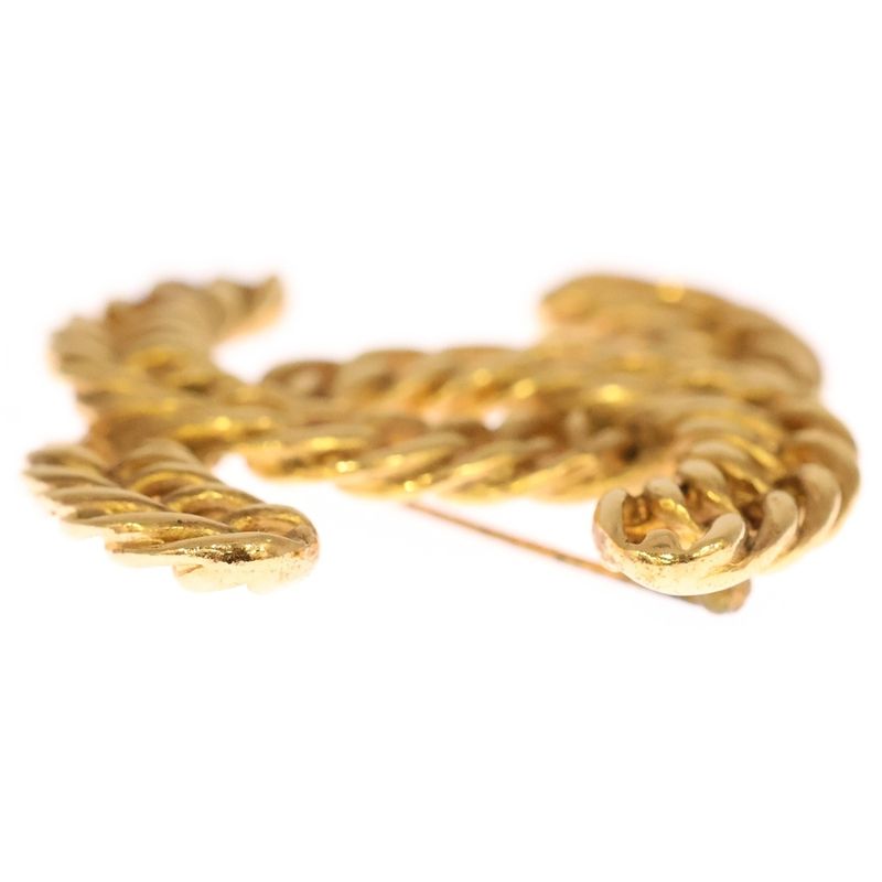 Chanel Coco Mark Chain Brooch Pin Badge GP Gold