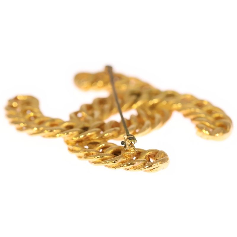 Chanel Coco Mark Chain Brooch Pin Badge GP Gold