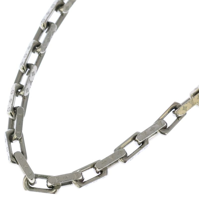 Louis Vuitton Collier Necklace Chain Monogram Necklace Silver M00307