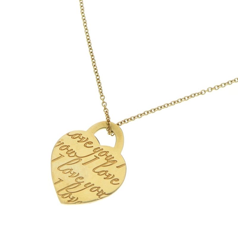 Tiffany & Co Notes Heart Necklace Yellow Gold 18K Jewelry