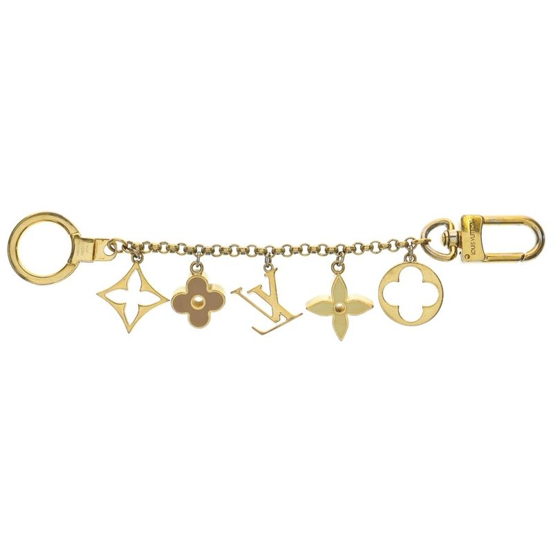 Louis Vuitton Bag Charm Chain Fleur De Monogram Flower Gold/beige M65111