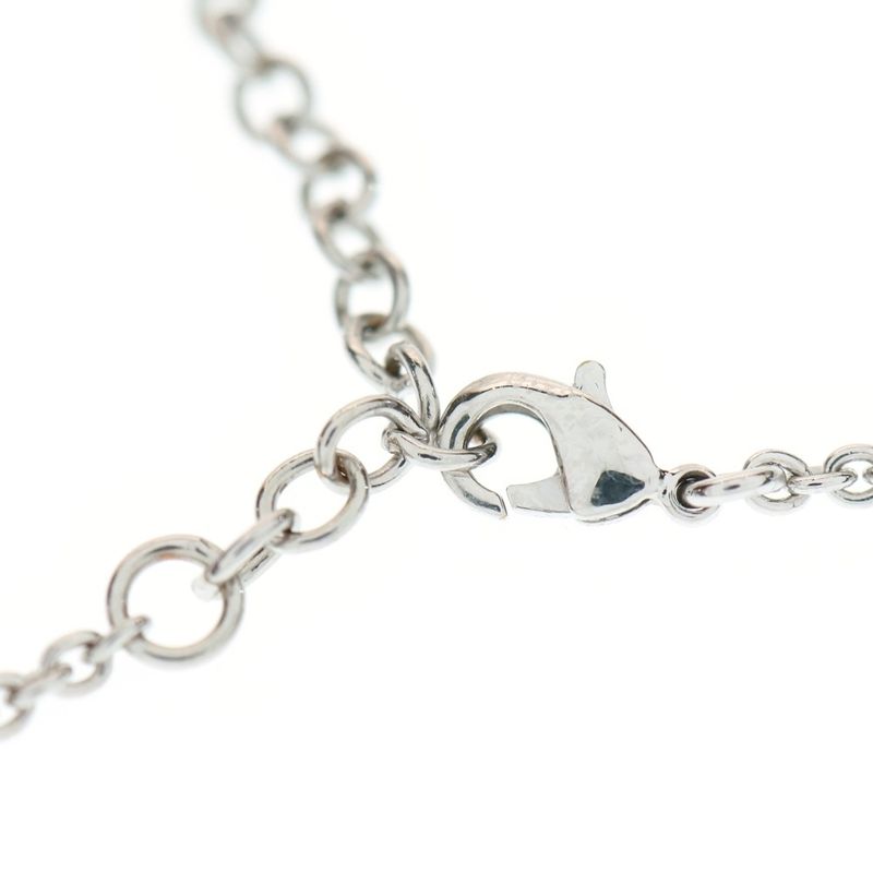 DIOR CD Logo Rhinestone Chain Necklace Silver