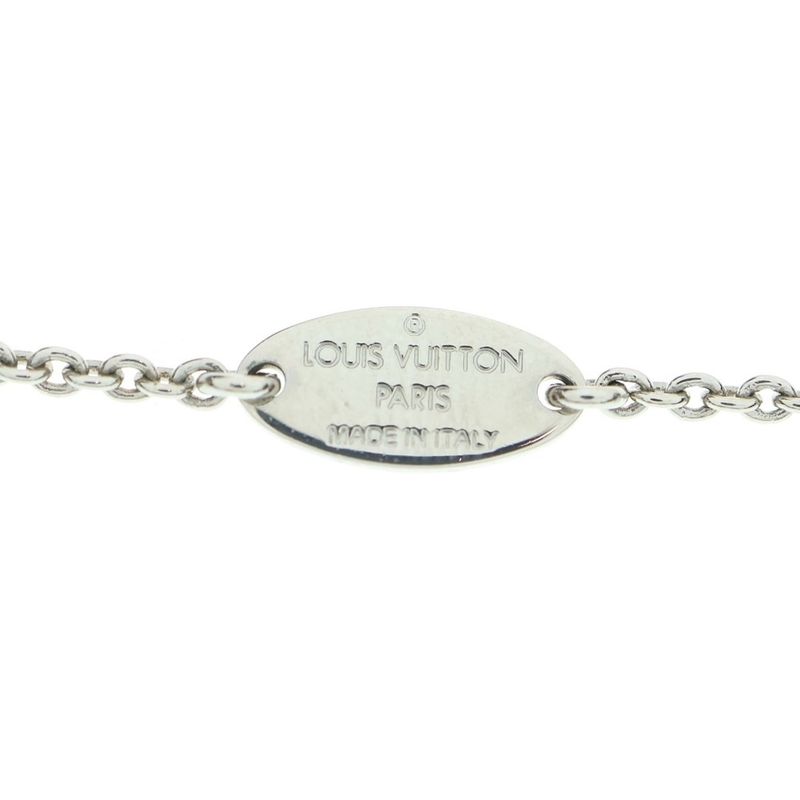 Louis Vuitton Escential V Logo Pendant Chain Necklace Silver M63197