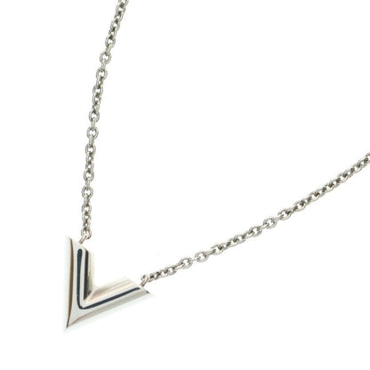 Louis Vuitton Escential V Logo Pendant Chain Necklace Silver M63197