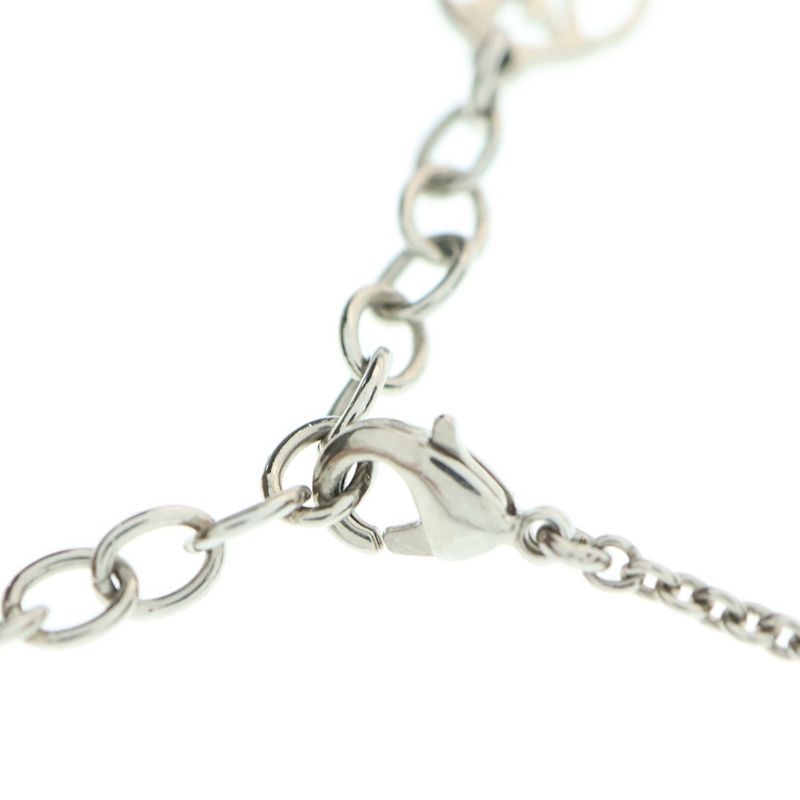 Louis Vuitton Escential V Logo Pendant Chain Necklace Silver M63197