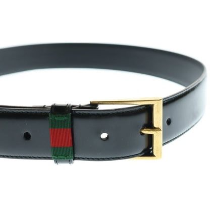 Gucci Sherry Line Web Trim Leather Belt Black 495125